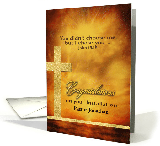 Customizable, Congratulations Installation Pastor, Gold-Effect card