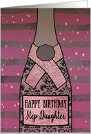 Step Daughter, Happy Birthday, Champagne, Sparkle-Effect card
