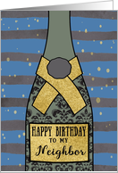 Neighbor, Happy Birthday, Champagne, Sparkle-Effect card