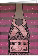 Great Aunt, Happy Birthday, Champagne, Sparkle-Effect card