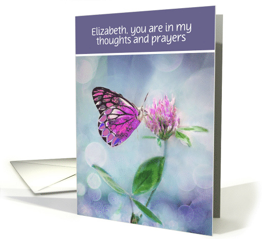 Customizable, Thinking of You, Christian, Butterfly and Flower card