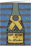 Co-Worker, Happy Birthday, Business, Champagne, Foil Effect, Blue card