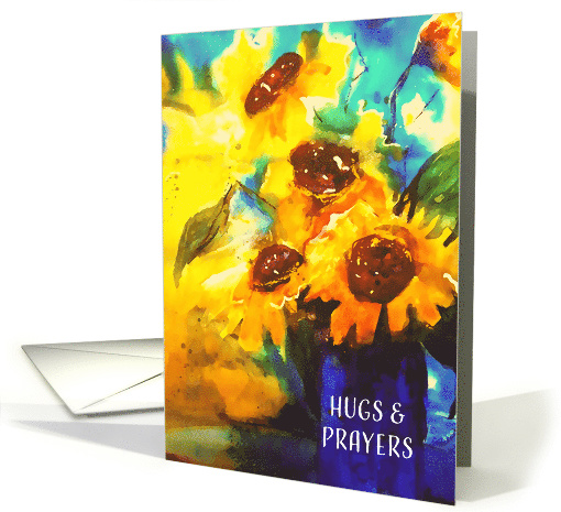 Religious Cancer Encouragement, Sunflowers Painting card (1536132)
