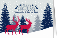 Daughter and Son-in-Law, Merry Christmas, Reindeer, Landscape card