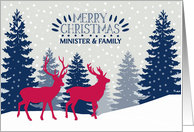 Minister and Family, Christian, Merry Christmas, Reindeer in Forest card