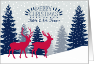 Sister and her Fiance, Merry Christmas, Reindeer, Forest card