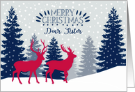 Dear Sister, Merry Christmas, Reindeer, Forest card