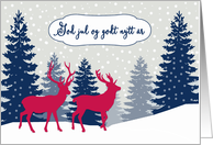 Merry Christmas in Norwegian, God Jul, Deer in Forest card