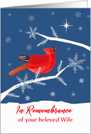 In Remembrance of your beloved Wife, Christmas, Cardinal Bird, Star card