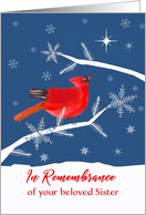 In Remembrance of your beloved Sister, Christmas, Cardinal Bird, Star card