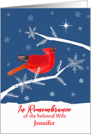 Remembrance, My Beloved Wife, Name Customizable, First Christmas, Bird card