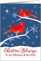 Minister and Wife, Merry Christmas, Christian, Cardinal Birds, Winter card