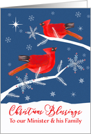 Minister & Family, Merry Christmas, Christian, Cardinal Birds, Winter card