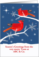 Customizable, From All Of Us, Christmas, Corporate, Cardinal Birds card