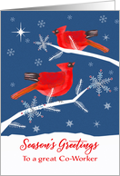 Co-Worker, Season’s Greetings, Christmas, Corporate, Cardinal Birds card