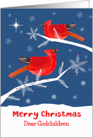 Dear Godchildren, Merry Christmas, Cardinal Bird, Winter card