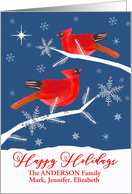 Customizable, Happy Holidays, Cardinal Bird, Winter, Star card