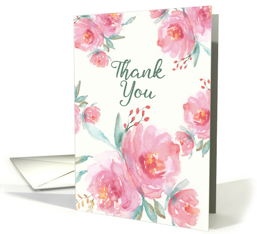 Christian Thank You, Mission Support, Watercolor Peonies card