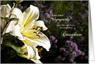 Sympathy card on the death of a daughter. card