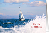 Birthday card with yacht and splashing water card