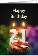 21st birthday with candles card