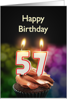 57th birthday with candles card