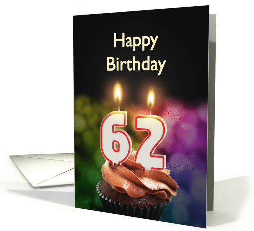 62nd birthday with candles card (1370266)