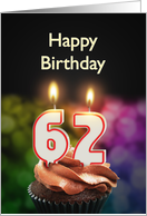 62nd birthday with candles card