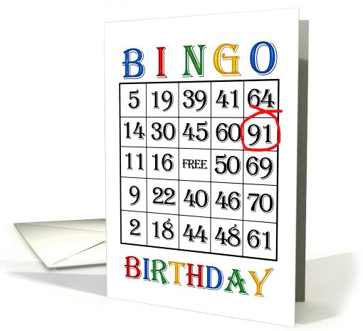 91st Birthday Bingo card (1375268)