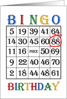 88th Birthday Bingo card