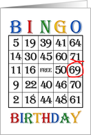 69th Birthday Bingo card