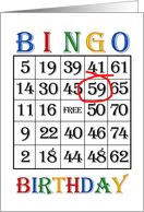 59th Birthday Bingo card