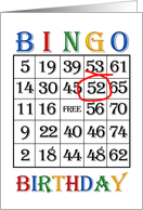 52nd Birthday Bingo card
