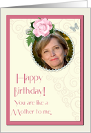 Add a picture,Like a motherwith pink rose and jewels card