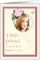 Add a picture,Like a daughter with pink rose and jewels card