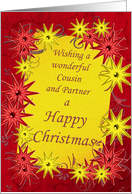 For cousin and partner, bright stars Christmas card. card