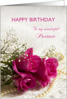 For partner, Happy birthday with roses card