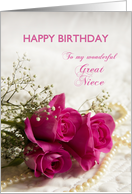 For great niece, Happy birthday with roses card