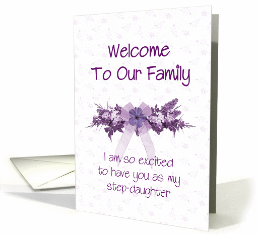 Step-daughter, welcome to our family with lilac flowers card (1426770)