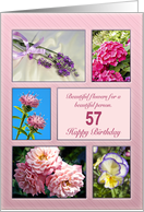 Age 57, beautiful flowers birthday card