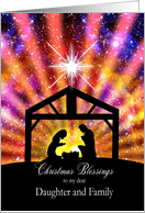 Daughter and family, Nativity at sunset Christmas card