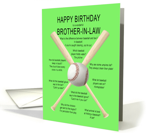 Brother-in-law, awful baseball jokes birthday card (1440500)