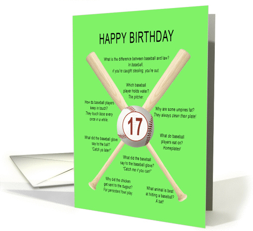 17 years old, awful baseball jokes birthday card (1440678)
