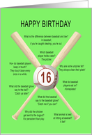 16 years old, awful baseball jokes birthday card