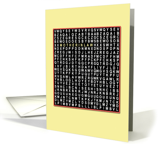 For mother in law, Wordsearch birthday card (1476176)