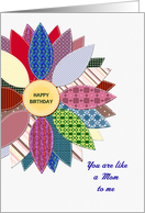 LIke a mom to me, birthday with stitched flower card