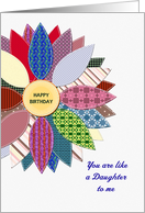 LIke a daughter to me, birthday with stitched flower card