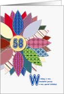 58th birthday with a stitched flower card