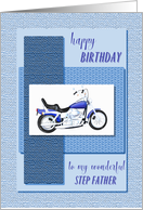 Step father, motor bike birthday card