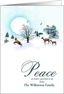 Add your name, Christmas scene with reindeer card